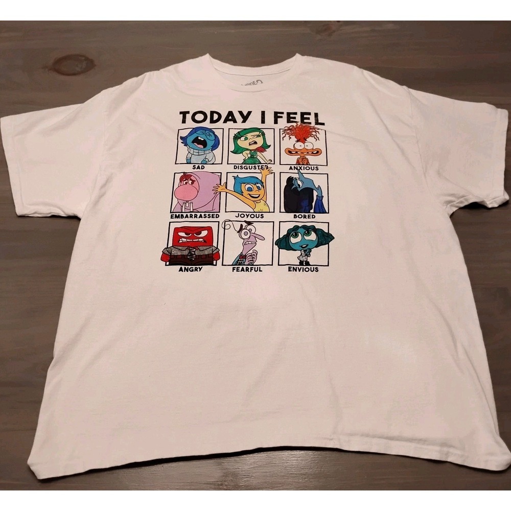 Inside Out 2 - Today I Feel- Tee Shirt Size 2XL White Crew Neck